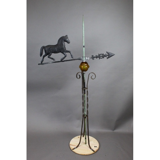 Weather Vane Horse w/Amber Globe