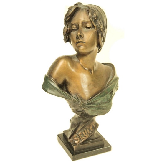 "Seule!" Art Nouveau Bust by Emmanuel Villanis
