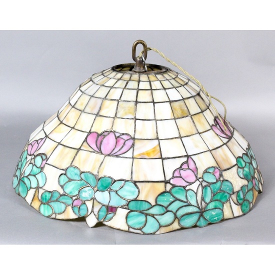 Antique Bell Shaped Leaded Stained Glass Shade