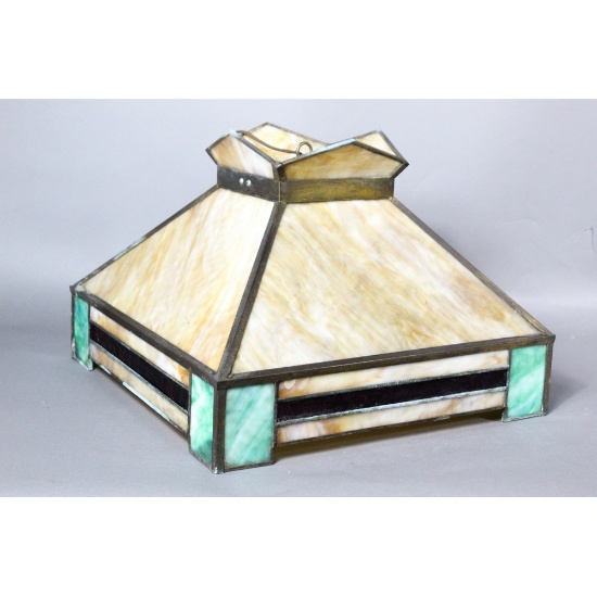 Antique Mission-Style Leaded Glass Ceiling Shade