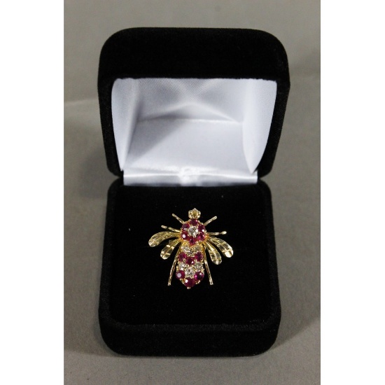 Diamond & Ruby Bee Ring