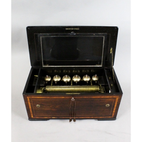 Swiss Cylinder Music Box w/ Bells B. A. Bremond