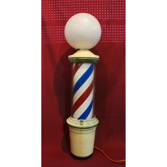 Vintage Porcelain Barber Pole with Rotating Insert