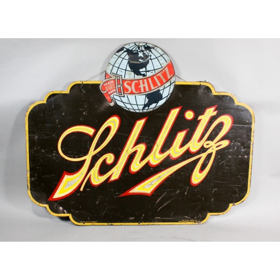Large Tin Litho Schlitz Beer Sign