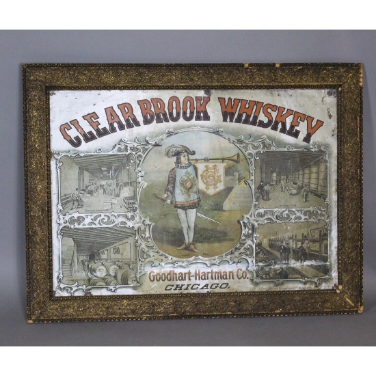 "Clear Brooke Whiskey" Tin Litho Store Sign