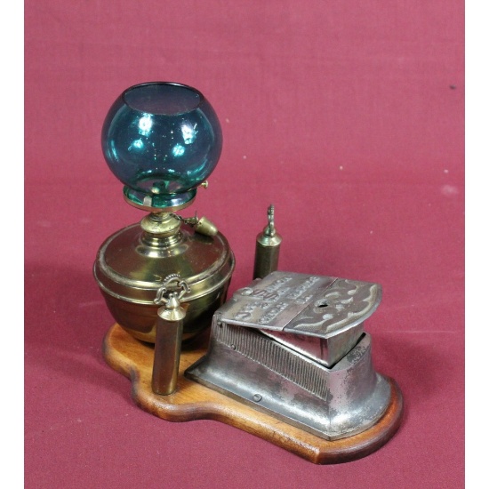 Antique Cast Iron & Brass Cigar Lighter & Cutter