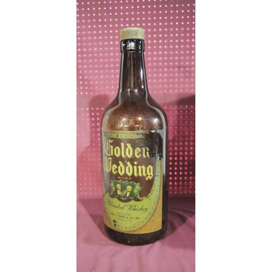 Saloon Large Golden Wedding Whisky Display Bottle