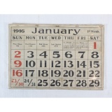 1916 Vintage Wall Calendar