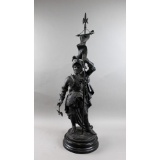 1880's Spelter White Metal Statue Knight w/ Flag