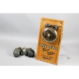 Large Vintage Boxing Ring Bell & Gloves Display