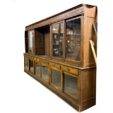 Large Country Store Display Oak Cabinet