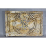 Carved Marble Panel with Mosaic Inset
