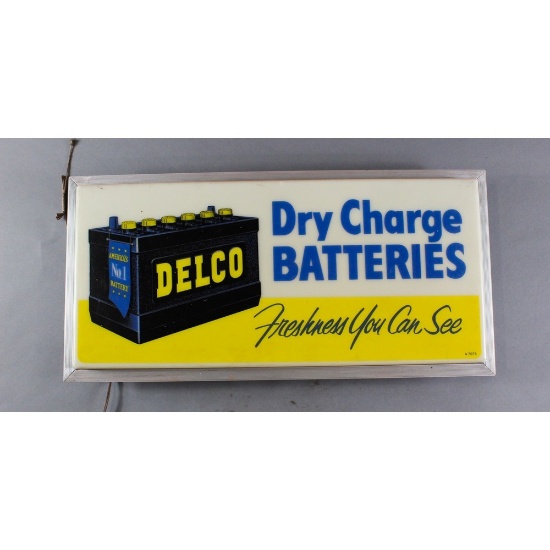 Vintage Delco Battery Light Up Sign