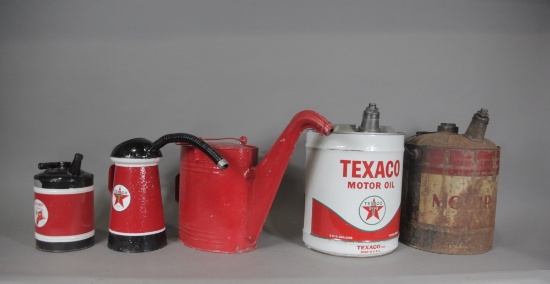 Vintage Gas Station Oil, Water, Gas Metal Cans (5)