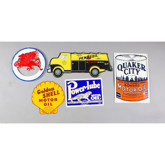 Reproduction Tin & Porcelain Motor Oil Signs (5)