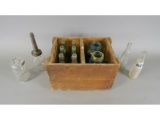 Wood Crate of Bottles, Mason Jars