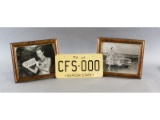 Vintage Framed Photos & NJ License Plate