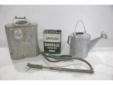 Box Lot Vintage Watering Can w/Hose, Gas Can (3)