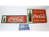 Coca-Cola Signs (2) and Blue Moon Tin Signs