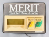 Merit Cigarette Light Up Sign with Clock