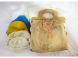 Vintage Apron, House Dress, Handmade Knit Hats