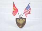 WWII Marine Corps Service Plaque w/ Flags