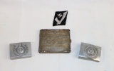 WWII German SS Buckles, Cig Case, Collar Tab