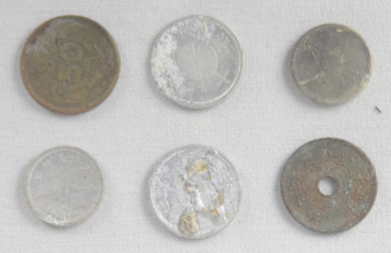 Iwo Jima & Okinawa Japanese & Chinese Coins (6)