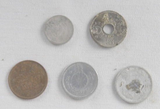 Iwo Jima & Okinawa Japanese & Chinese Coins (5)
