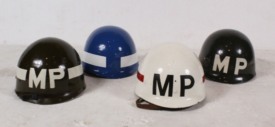 Post WWII M1 Helmet Military Police Liner Lot (4)