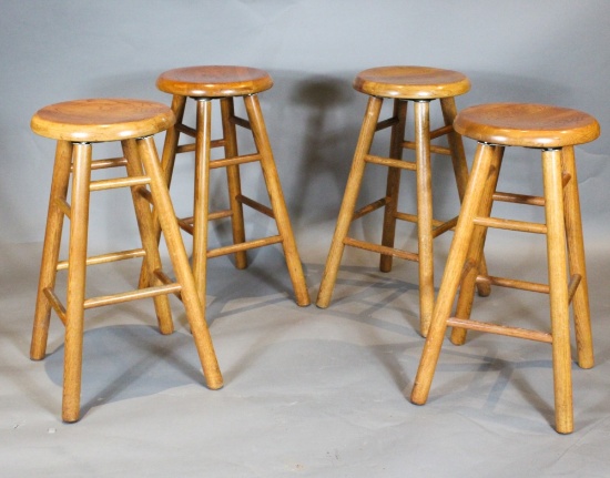 Set of 4 30" Oak Barstools Pub Seats