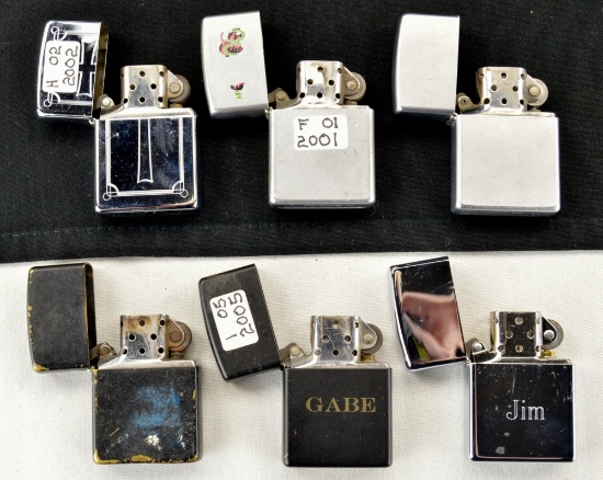Lot of 6 Early 2000’s Zippo Lighters