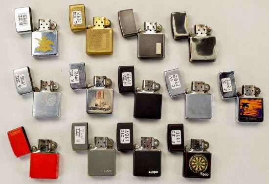 Lot of 13 1980’s-90’s Zippo Lighters