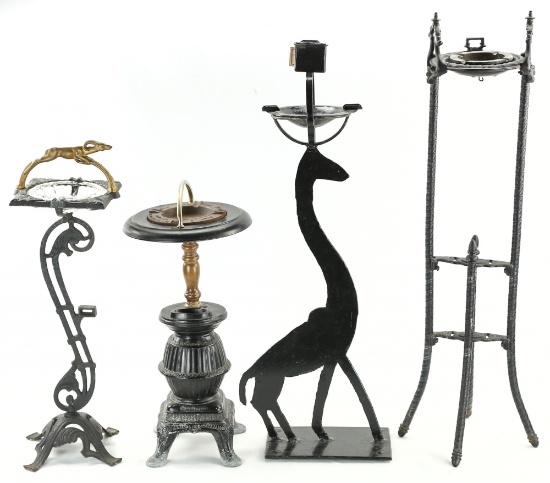 Lot of 4 Metal Ashtray Stands