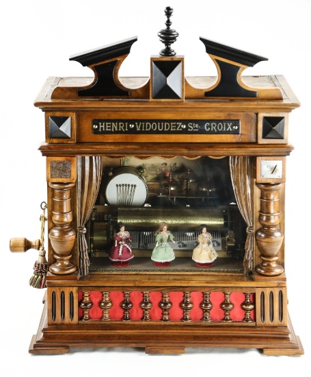 Swiss Railway Station Coin-Op Automaton Music Box