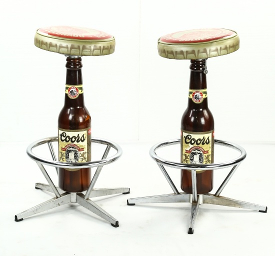 Pair Coors Beer Bottle Bar Stools