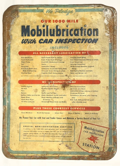 Mobil Oil Lubrication Tin Litho Sign