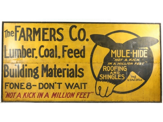 Large Mule Hide Advertising Sign