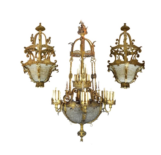 Monumental 1920’s Theater Chandelier Fixtures (5)