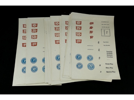 Slot Machine Payout Cards Uncut