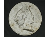 Cast Iron Disc with Profile of Woman