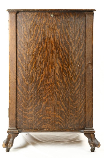 Oak Five Drawer Cylinder Record Cabinet