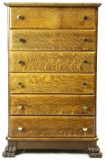 Oak Six Drawer Cylinder Record Cabinet