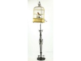 Singing Bird Cage w/Three Birds and Hanging Stand