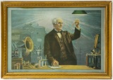 Framed Color Print of Edison in his Laboratory