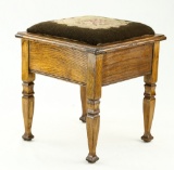 Lift Top Oak Needlepoint Stool