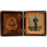 1/6 Plate Tintype of a Man with Rifle