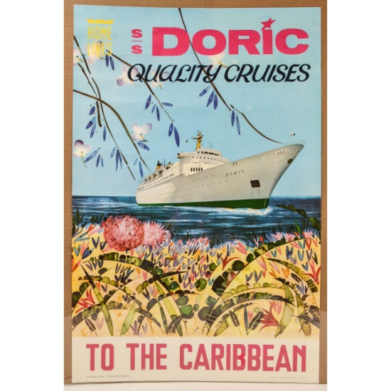 S.S. Doric Home Lines Cruise Poster Caribbean