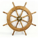 Wooden Ship's Wheel with Brass Spindle