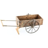 Vintage Wooden Two Wheeled Wagon Cart